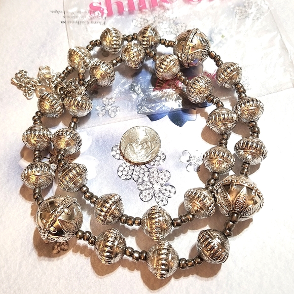 NEW Premier Designs Double Strand Silver Bead Necklace - Picture 7 of 7